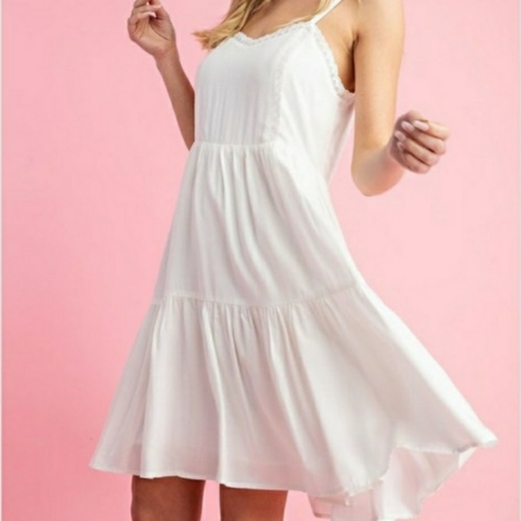 White Lace Trim Dress l - Picture 2 of 6